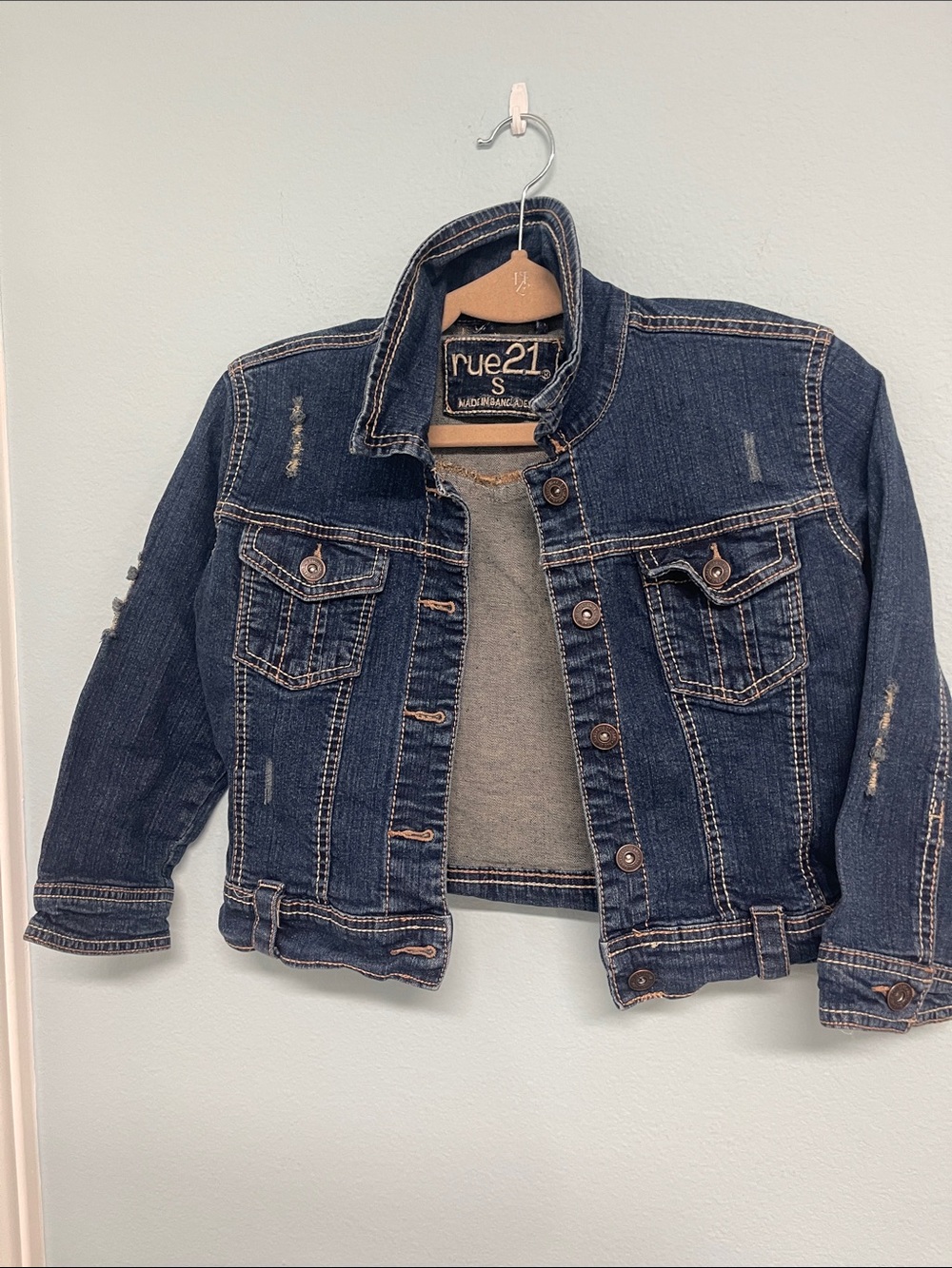 Rue21 Dark Blue Distressed Denim Jacket for Kids